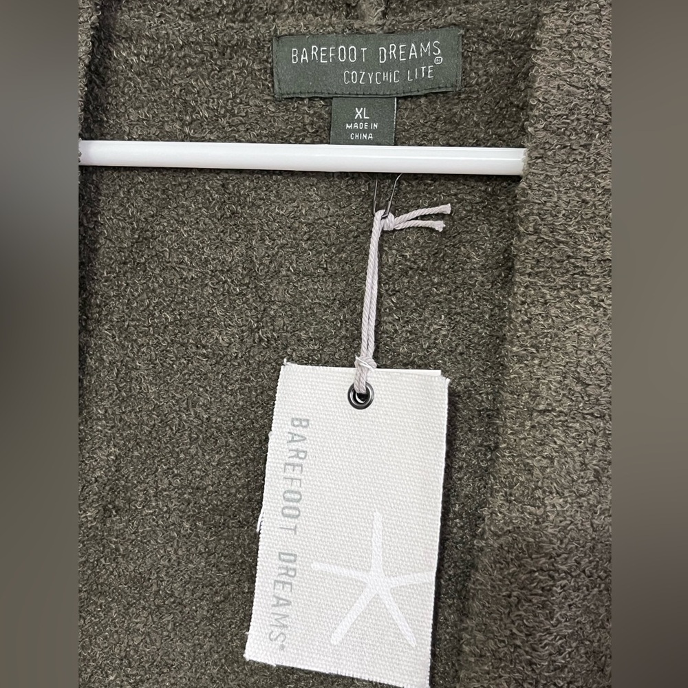 NWT - Barefoot Dreams Open-Front Cozy Chic Lite Cardigan in Dark Moss, Size XL - Picture 3 of 4
